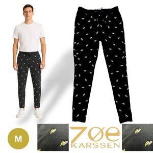 Zoe Karssen Lightning Bolt Sweat Pants Medium Black Comfort Pockets